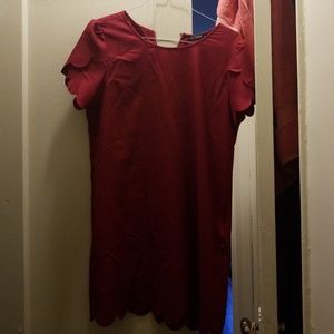 Shein Scalloped Dress Maroon